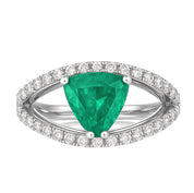 Anello - 18 carati Oro bianco - 2.50ct. tw. Smeraldo - Diamante