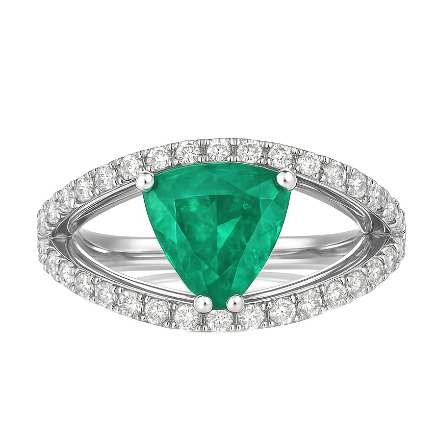 Anello - 18 carati Oro bianco - 2.50ct. tw. Smeraldo - Diamante