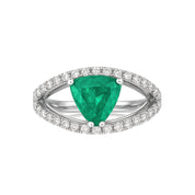 Anello - 18 carati Oro bianco - 2.50ct. tw. Smeraldo - Diamante