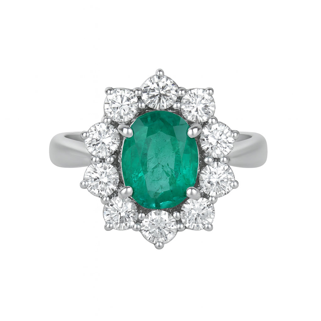 Anello - 18 carati Oro bianco - 2.95ct. tw. Smeraldo - Diamante