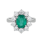 Anello - 18 carati Oro bianco - 2.95ct. tw. Smeraldo - Diamante