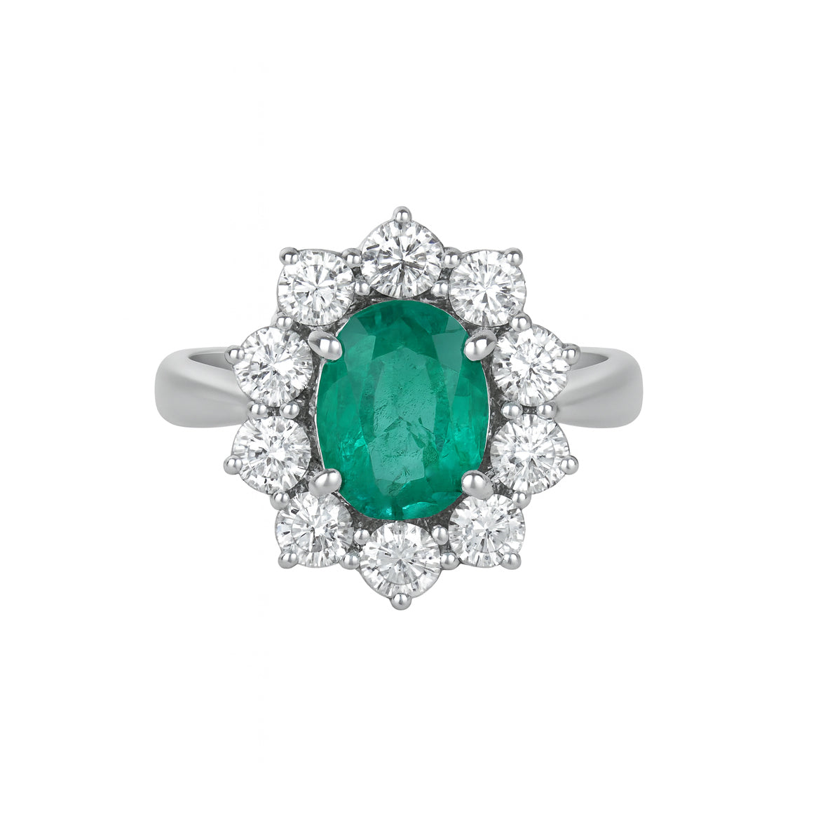 Anello - 18 carati Oro bianco - 2.95ct. tw. Smeraldo - Diamante