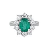 Anello - 18 carati Oro bianco - 2.95ct. tw. Smeraldo - Diamante