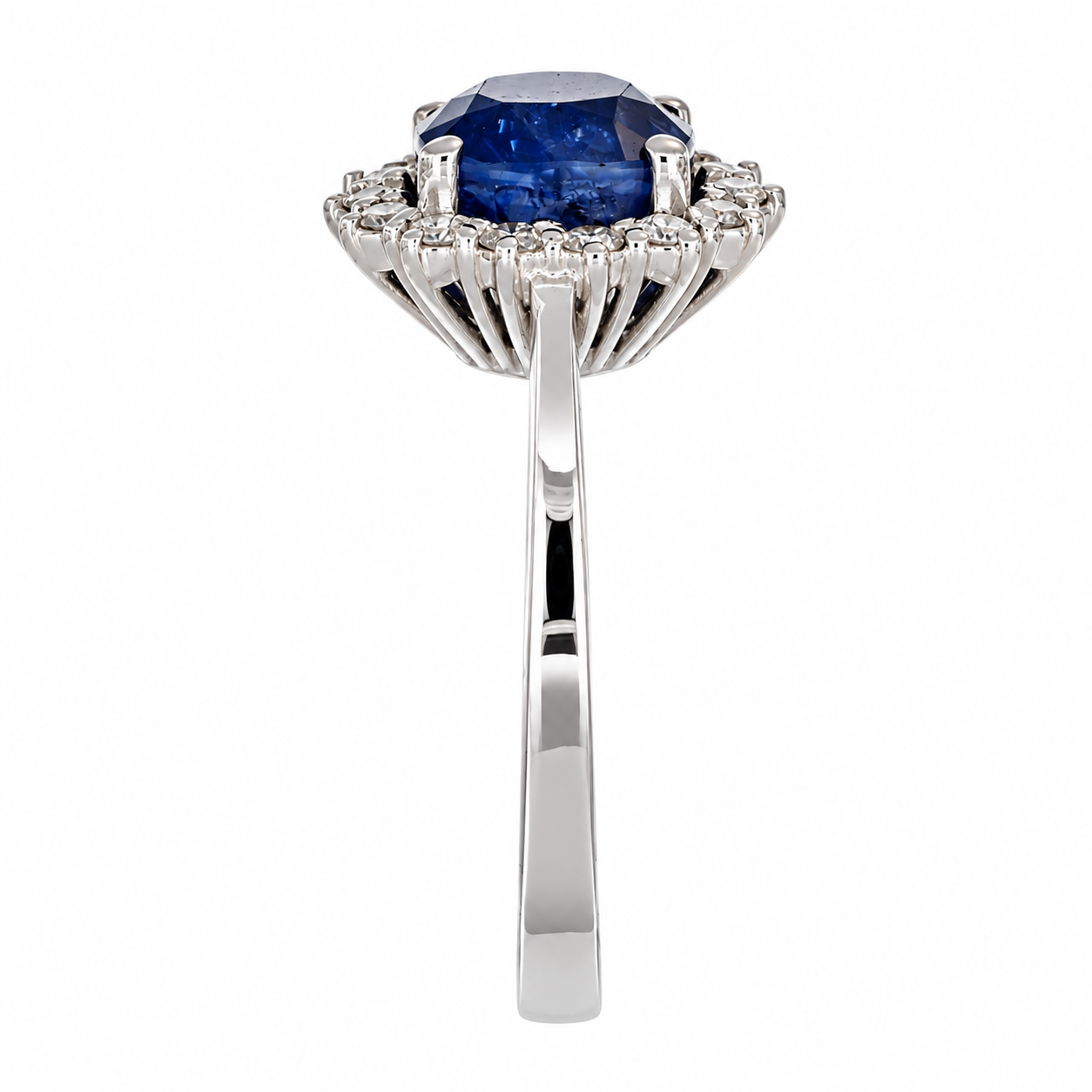 Anello - 18 carati Oro bianco - 3.28ct. tw. Zaffiro - Diamante - Made in Italy - Handmade