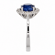 Anello - 18 carati Oro bianco - 3.28ct. tw. Zaffiro - Diamante - Made in Italy - Handmade
