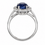 Anello - 18 carati Oro bianco - 3.28ct. tw. Zaffiro - Diamante - Made in Italy - Handmade