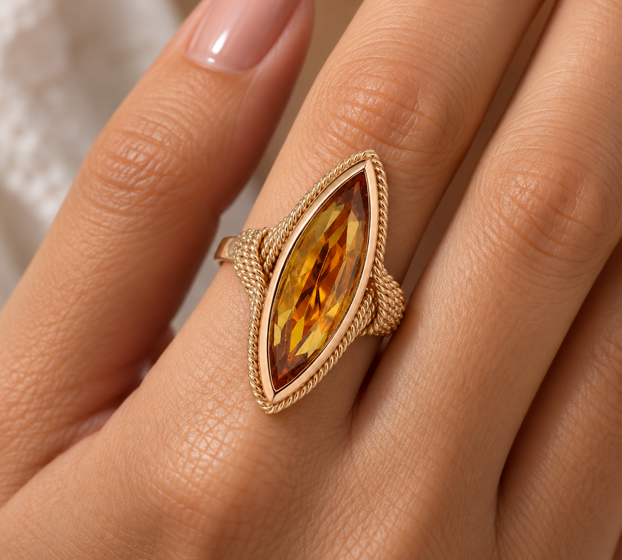 Anello - 18 carati Oro giallo - 8.00ct. tw. Quarzo - Made in Italy - Handmade