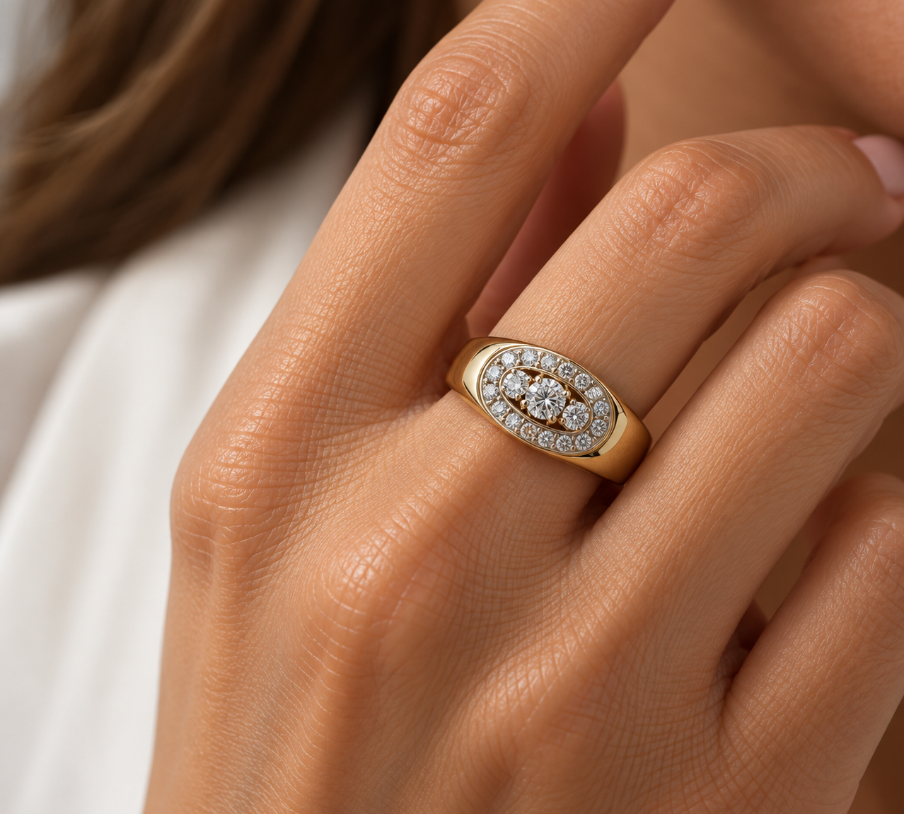 Anello - 18 carati Oro giallo, Oro bianco - 0.42ct. tw. Diamante (Naturale) - Made in Italy - Handmade