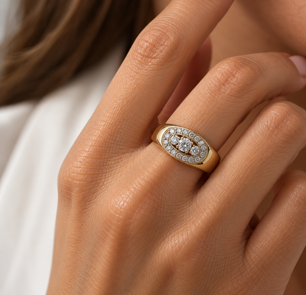 Anello - 18 carati Oro giallo, Oro bianco - 0.42ct. tw. Diamante (Naturale) - Made in Italy - Handmade