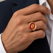 Anello - 18 carati Oro giallo Pietra preziosa sintetica - Made in Italy - Handmade