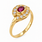 Anello - 18 carati Oro giallo - 0.60ct. tw. Rubino - Diamante - Made in Italy - Handmade
