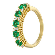 Anello - 18 carati Oro giallo - 1.24ct. tw. Smeraldo - Diamante