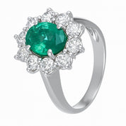 Anello - 18 carati Oro bianco - 2.95ct. tw. Smeraldo - Diamante