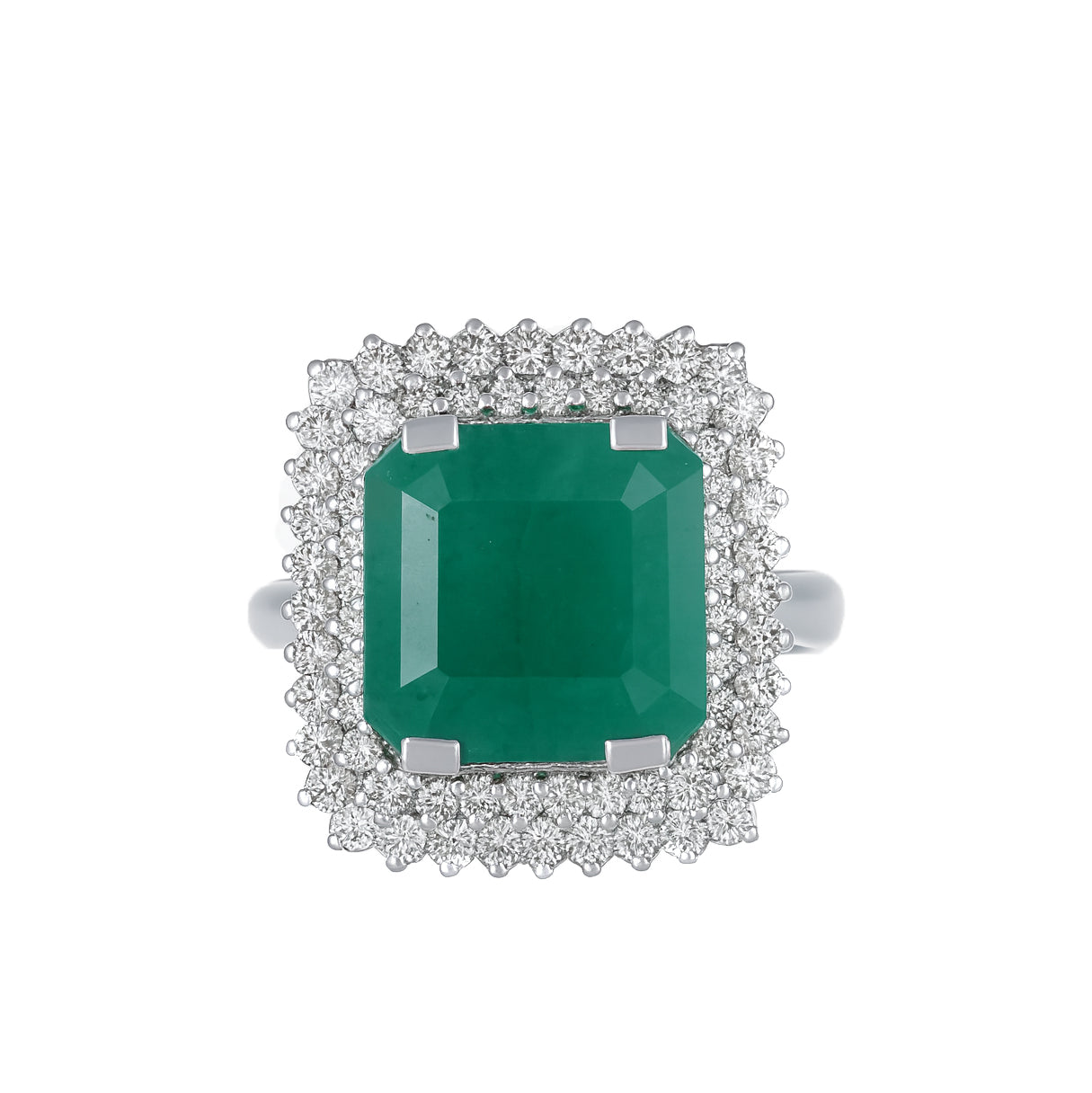 Anello - 18 carati Oro bianco - 8.03ct. tw. Smeraldo - Diamante