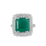 Anello - 18 carati Oro bianco - 8.03ct. tw. Smeraldo - Diamante