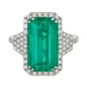 Anello - 18 carati Oro bianco - 7.16ct. tw. Smeraldo - Diamante