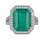 Anello - 18 carati Oro bianco - 10.20ct. tw. Smeraldo - Diamante