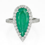 Anello - 18 carati Oro bianco - 4.86ct. tw. Smeraldo - Diamante