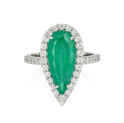 Anello - 18 carati Oro bianco - 4.86ct. tw. Smeraldo - Diamante