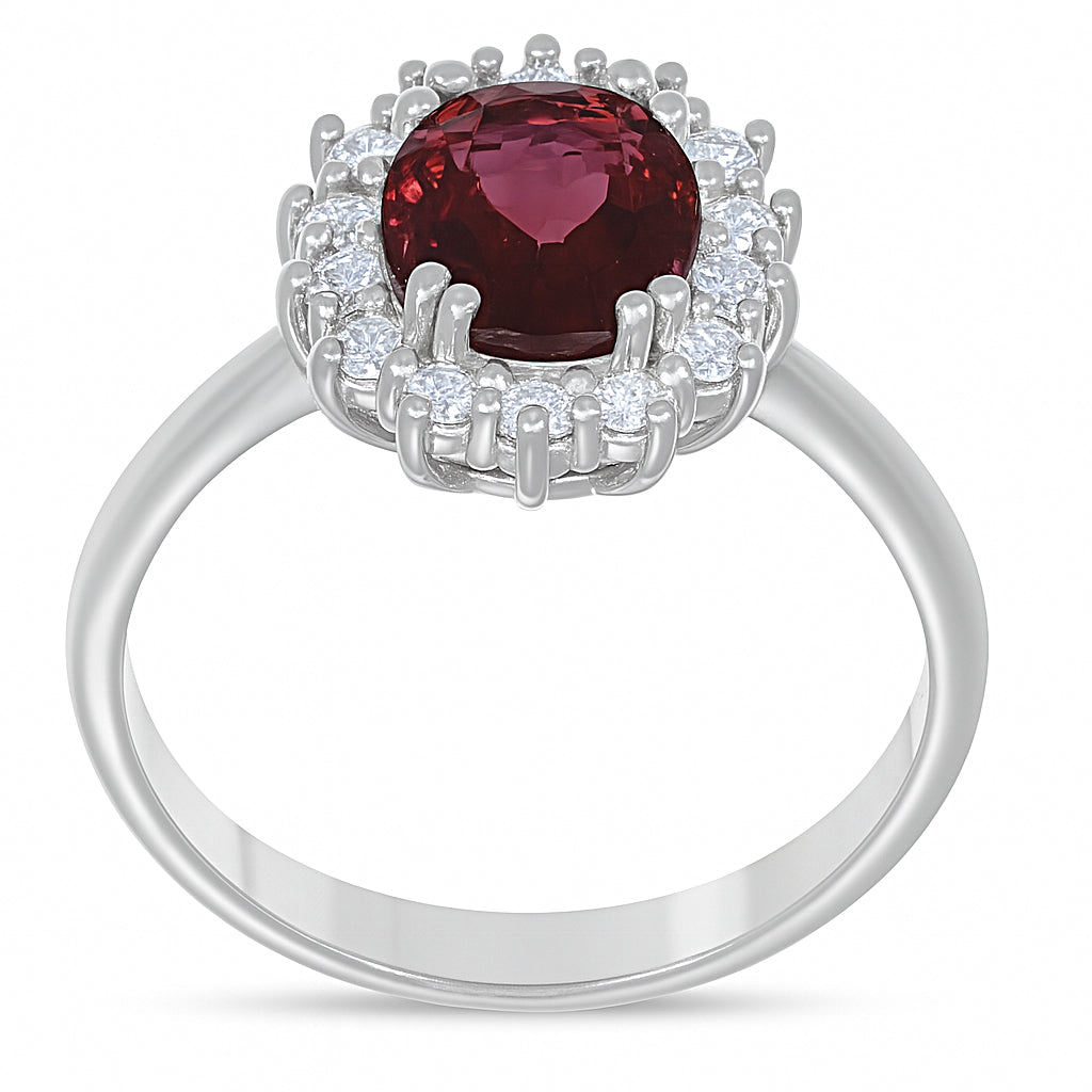 Anello - 18 carati Oro bianco - 1.97ct. tw. Tormalina - Diamante