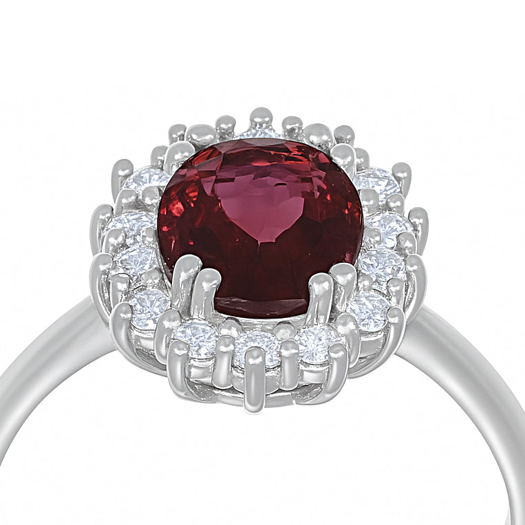 Anello - 18 carati Oro bianco - 1.97ct. tw. Tormalina - Diamante