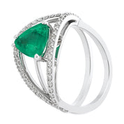 Anello - 18 carati Oro bianco - 2.50ct. tw. Smeraldo - Diamante