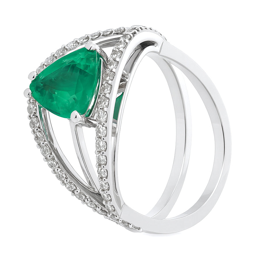 Anello - 18 carati Oro bianco - 2.50ct. tw. Smeraldo - Diamante