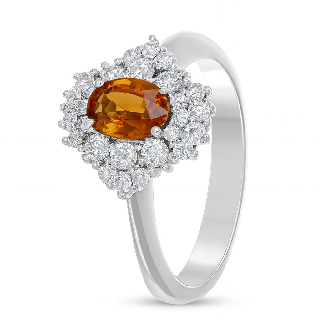 Anello - 18 carati Oro bianco Tormalina - Diamante