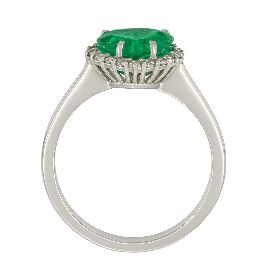 Anello - 18 carati Oro bianco - 1.95ct. tw. Smeraldo - Diamante