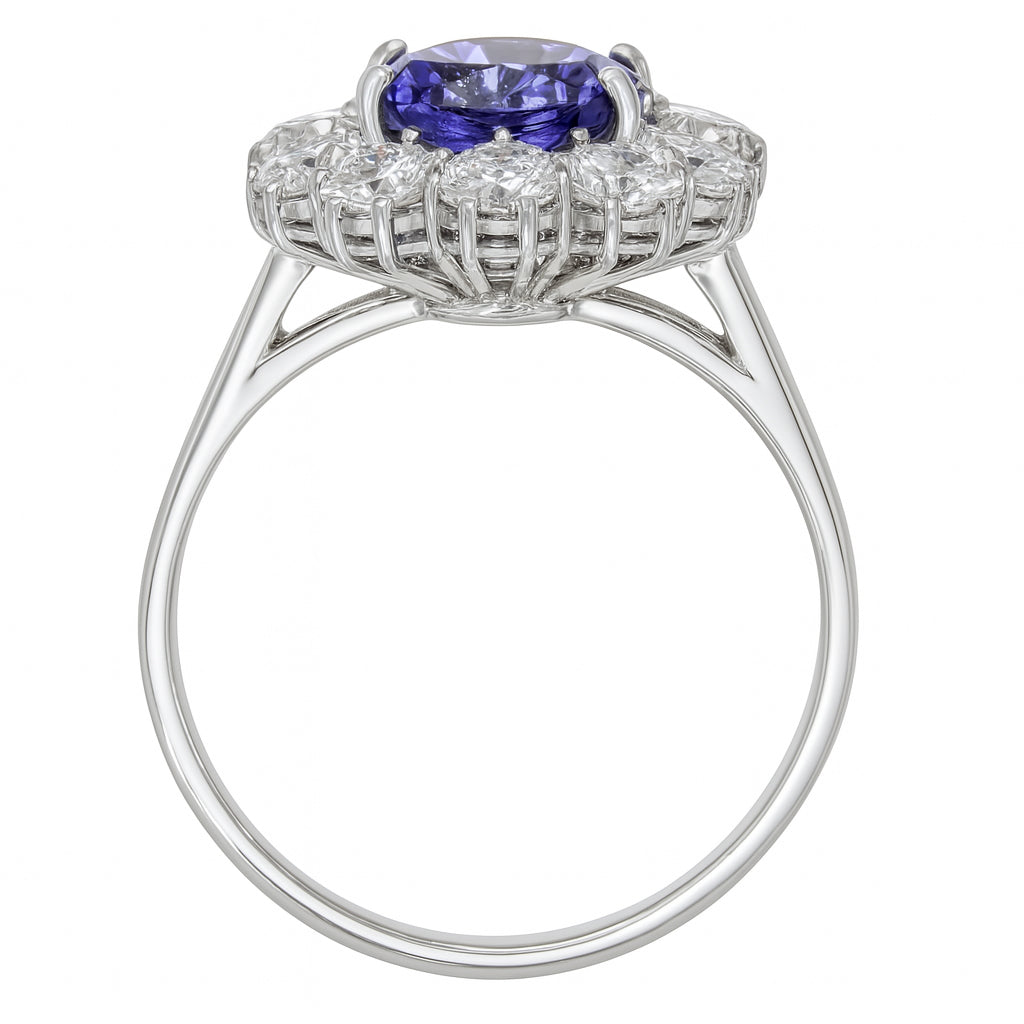Anello - 18 carati Oro bianco - 4.10ct. tw. Tanzanite - Diamante