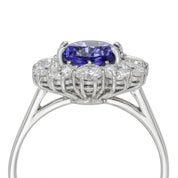 Anello - 18 carati Oro bianco - 4.10ct. tw. Tanzanite - Diamante