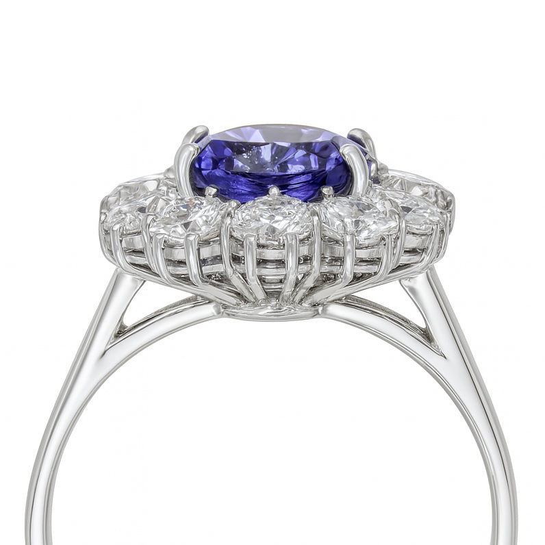 Anello - 18 carati Oro bianco - 4.10ct. tw. Tanzanite - Diamante