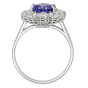 Anello - 18 carati Oro bianco - 4.10ct. tw. Tanzanite - Diamante
