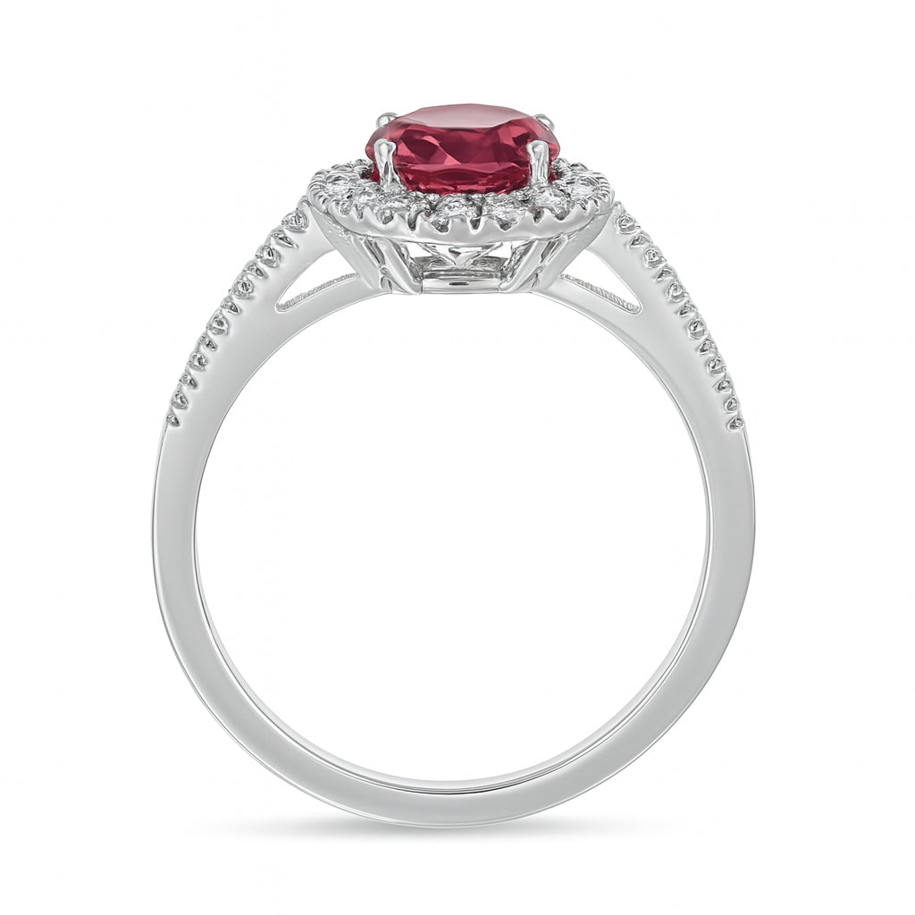 Anello - 18 carati Oro bianco - 2.16ct. tw. Tormalina - Diamante