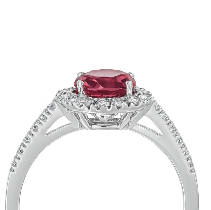 Anello - 18 carati Oro bianco - 2.16ct. tw. Tormalina - Diamante