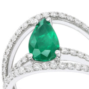 Anello - 18 carati Oro bianco - 1.90ct. tw. Smeraldo - Diamante