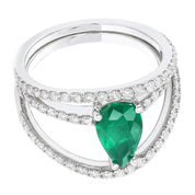 Anello - 18 carati Oro bianco - 1.90ct. tw. Smeraldo - Diamante