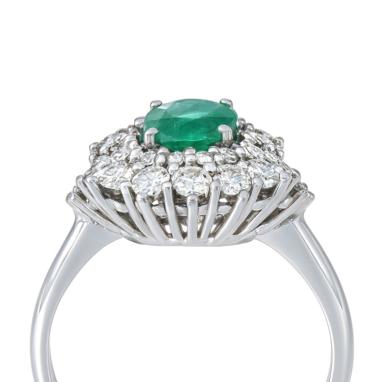 Anello - 18 carati Oro bianco - 2.20ct. tw. Smeraldo - Diamante