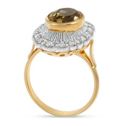 Anello in Oro giallo 14 carati e Argento 800 - Quarzo   Diamanti