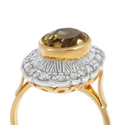 Anello in Oro giallo 14 carati e Argento 800 - Quarzo   Diamanti