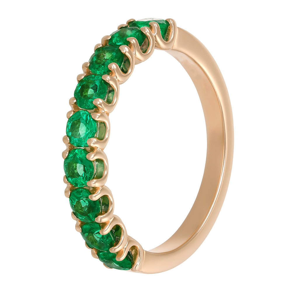 Anello - 18 carati Oro giallo - 1.08ct. tw. Smeraldo