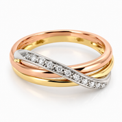 Anello - 18 carati Oro giallo, Oro rosa, Oro bianco - 0.07ct. tw. Diamante (Naturale) - Made in Italy - Handmade