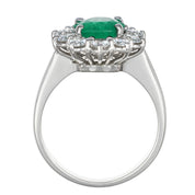 Anello - 18 carati Oro bianco - 2.95ct. tw. Smeraldo - Diamante