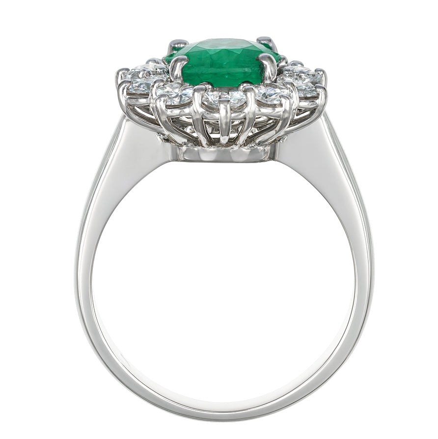 Anello - 18 carati Oro bianco - 2.95ct. tw. Smeraldo - Diamante