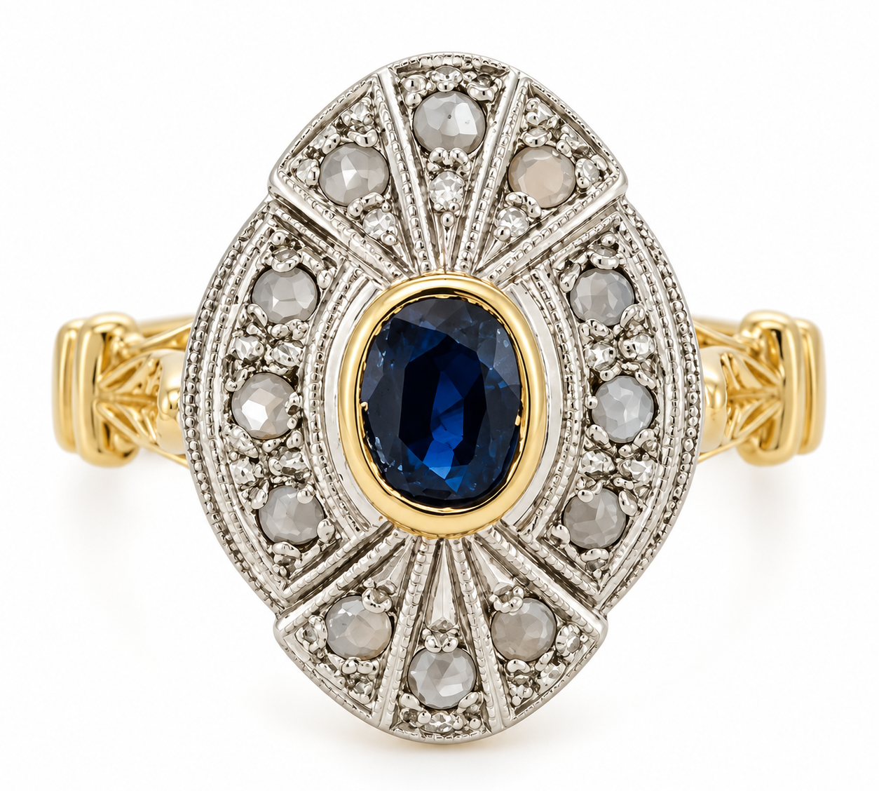 Anello - 18 carati Oro bianco, Oro giallo - 0.50ct. tw. Zaffiro - Diamante - Made in Italy - Handmade