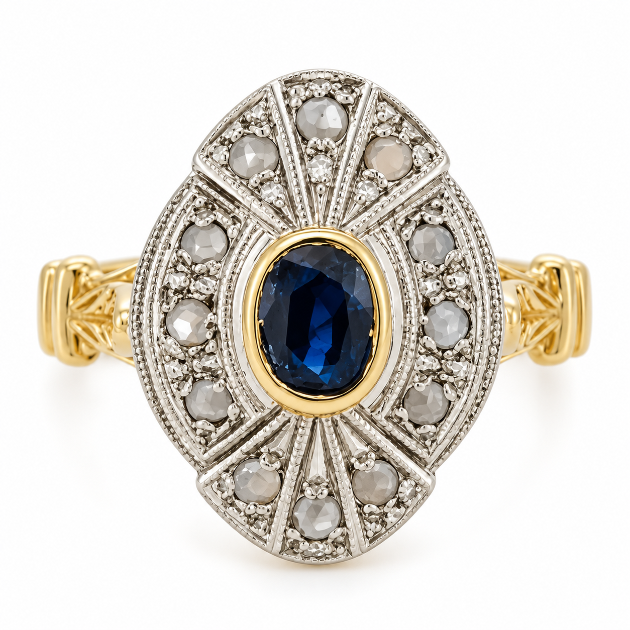 Anello - 18 carati Oro bianco, Oro giallo - 0.50ct. tw. Zaffiro - Diamante - Made in Italy - Handmade
