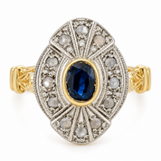 Anello - 18 carati Oro bianco, Oro giallo - 0.50ct. tw. Zaffiro - Diamante - Made in Italy - Handmade