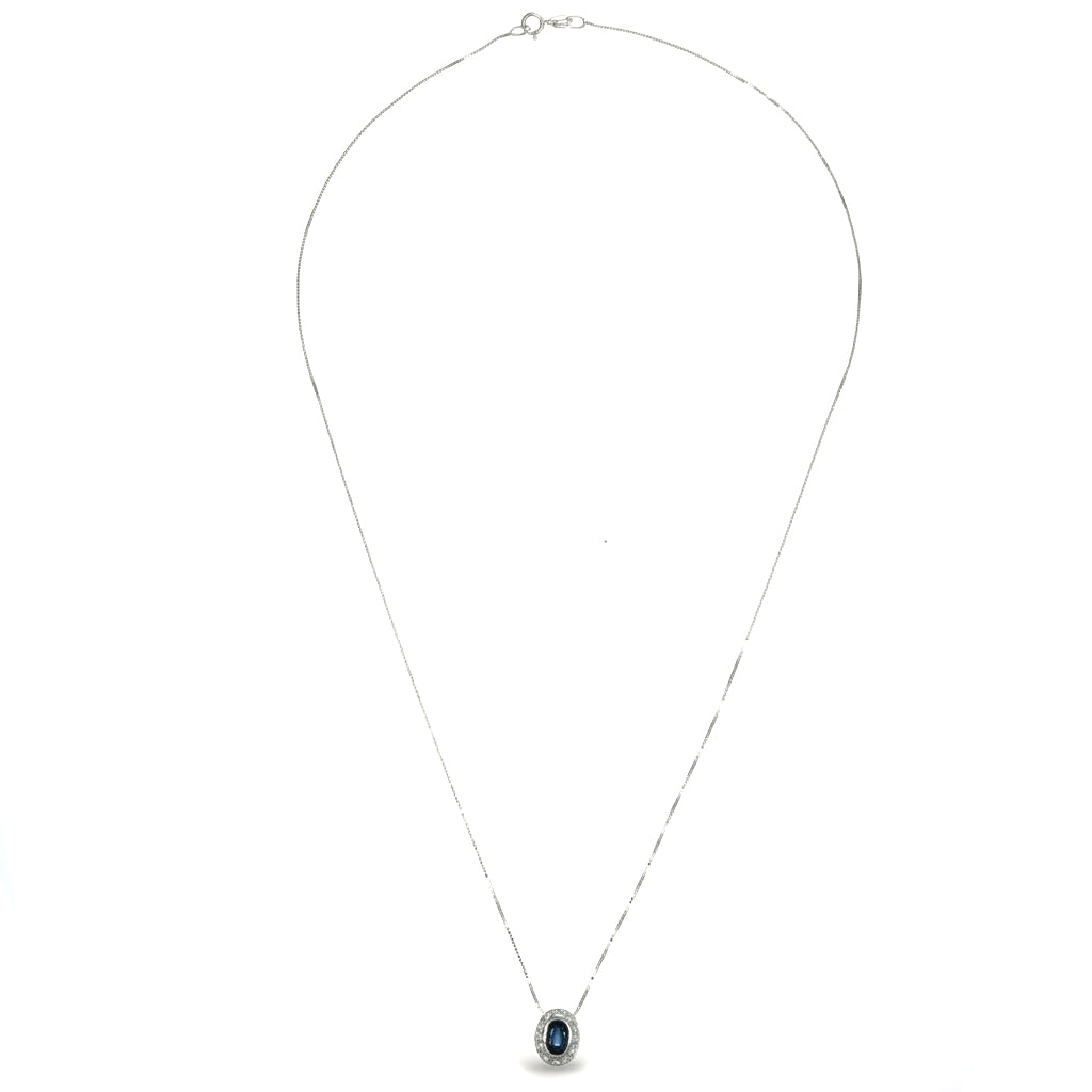 Collana con ciondolo - 18 carati Oro bianco -  0.45ct. tw. Zaffiro - Diamante Collana con ciondolo - 18 carati Oro bianco - 0.45ct. tw. Zaffiro - Diamante