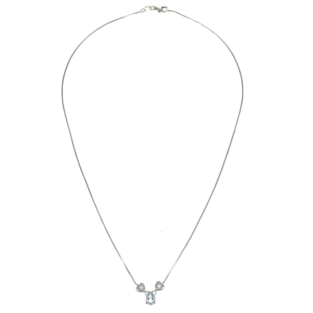 Collana con ciondolo - 18 carati Oro bianco - 0.78ct. tw. Acquamarina - Diamante