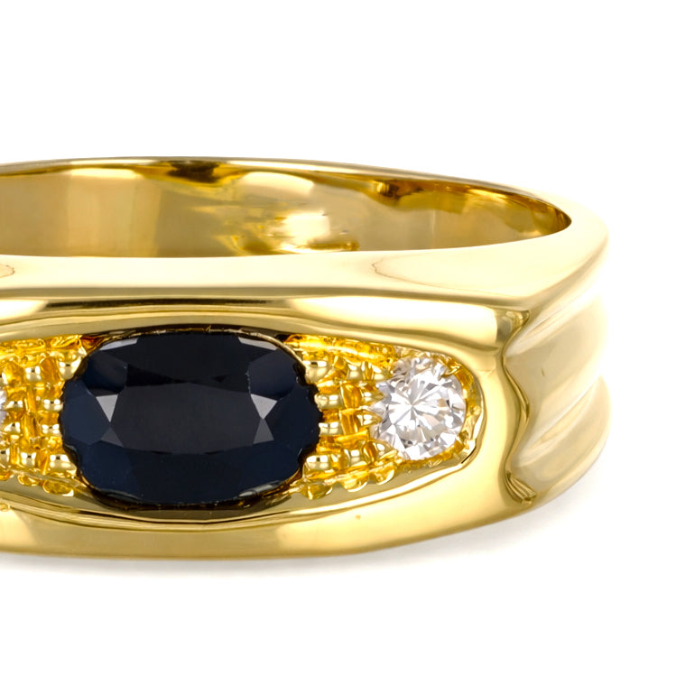Anello - 18 carati Oro giallo - 0.55ct. tw. Zaffiro - Diamante